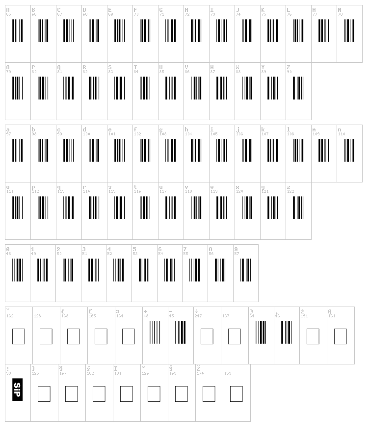K-o-d-e-39 Hidden font map